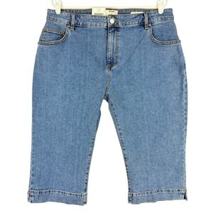 Cotton:On Womens Stretch Mid Rise 5-Pocket Blue Denim Capri Jean Sz 34 US 12 NWT